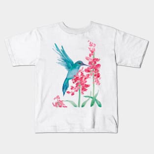 Charming Blue Hummingbird Kids T-Shirt